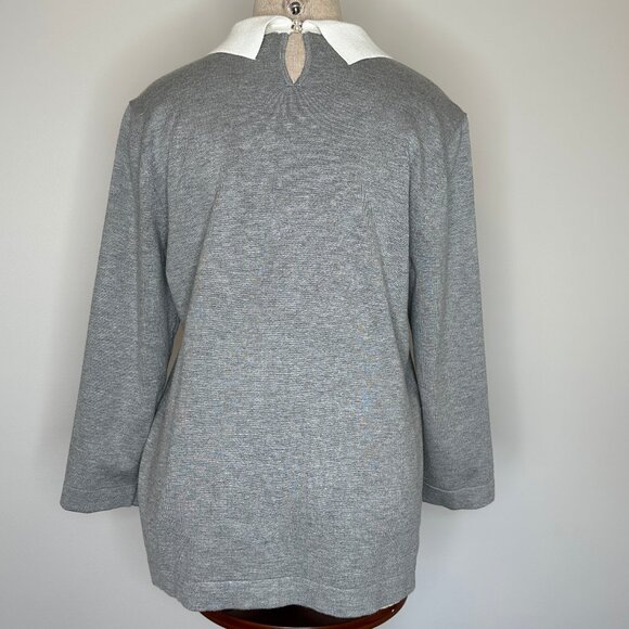 Karl Lagerfeld Women's Gray Sweater with White Shirt Collar Size Large - Picture 2 of 7